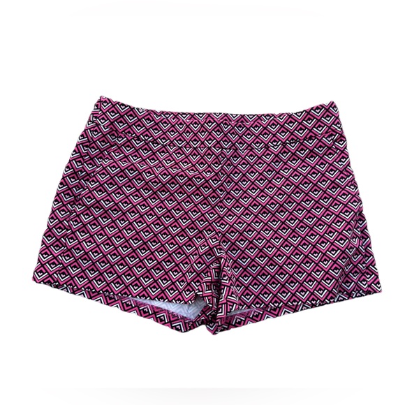 Express Women’s Shorts Size 0 – Bright Pink Black Geometric Print Side Zip - Picture 1 of 8